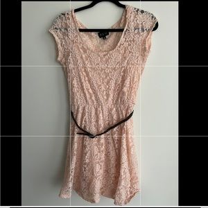 Blush lace skater dress
